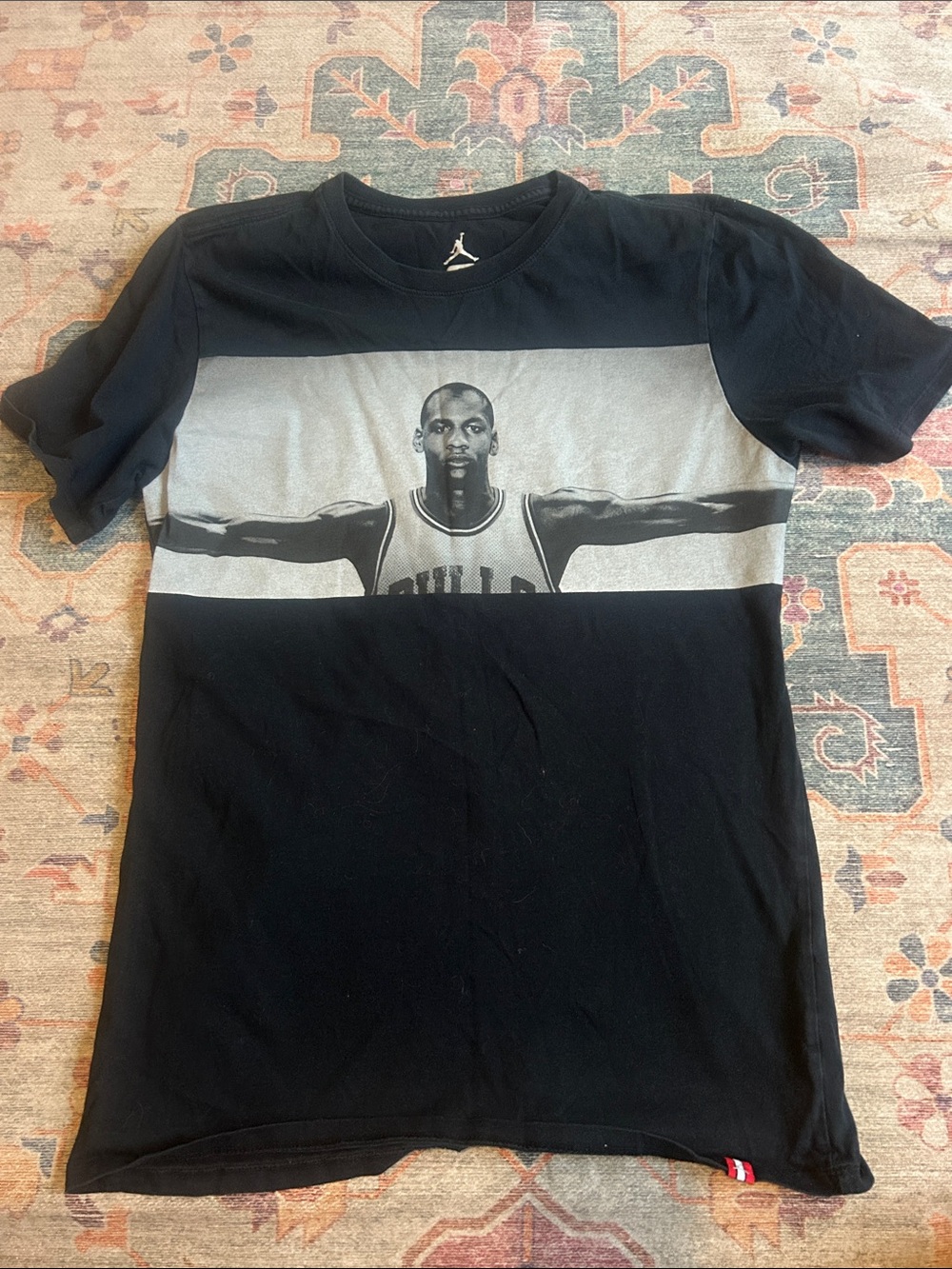Jordan Black Tee with Gray Michael Jordan Photo Panel
